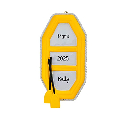 Personalized Rafting Ornament 2024 Yellow River Rafting Boat with Rafting Paddle Outdoor Fun Kayak Ornaments for Christmas Tree Kayak Christmas Ornament White Water Rafting Ornaments by Elves