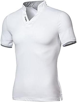 5xlt Mens Shirts Big and Tall Short Sleeve Solid Fitness Sport Polo Shirt Summer Wrinkle-Free Tight Collar Tshirt