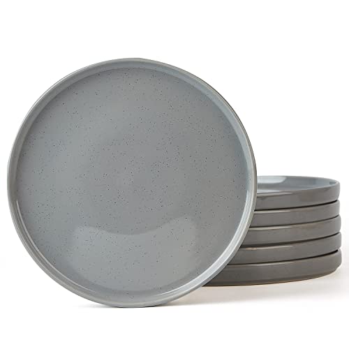 Famiware Nebula 6 Pieces Dinner Plates, 10.2" Plates Set, Scratch Resistant, Stoneware Dinnerware, Kitchen Modern Rustic Dishes, Dark Gray #TOP17