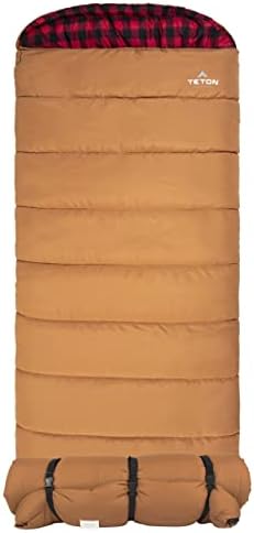 TETON Sports Deer Hunter Sleeping Bag; Warm and Comfortable Sleeping Bag Great for Camping Even in Cold Seasons; Brown, Right Zip