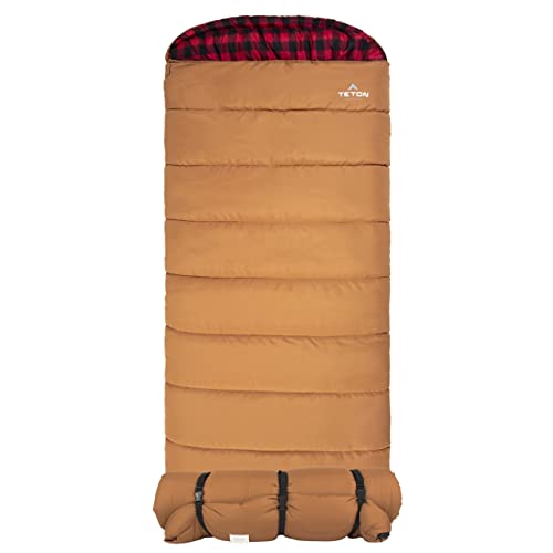Teton 0F Degree Deer Hunter Sleeping Bag. Warm and Comfortable Camping Sleeping Bags, TETON Tough Canvas Shell for Camping, Hunting, and Cold Weather, Brown