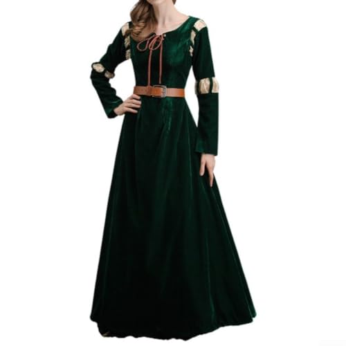 Robe gothique verte S style médiéval et féerique rétro pour femme
