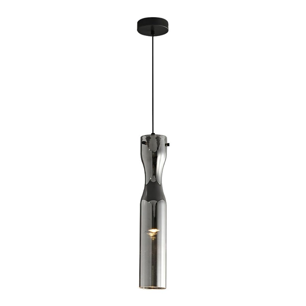 Luminaire suspendu cuisine en verre noir et laiton pour îlot central