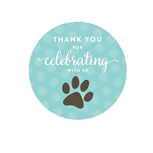Andaz Press Birthday Round Circle Labels Stickers, Thank You For Celebrating With Us, Animal Cat Dog Pawprint, 40-Pack, For Gifts And Party Favors #TOP4