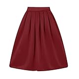 Taydey A-Line Pleated Vintage Skirts for Women (XL, Burgundy)