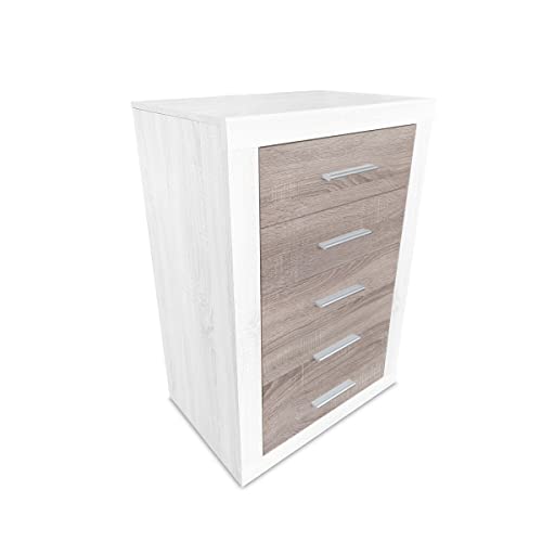 Homey Cómoda, Sinfonier, Modelo Omabella, Práctica y Funcional, Madera, Andersen-Pino Gris, 60 cm (Ancho) x 107 cm (Alto) x 39.5 cm (Fondo)