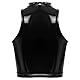 TiaoBug Damen Neckholder BH Metallic Bikini Oberteil Wetlook Dessous Lack Leder Bra Rückenfrei Bauchfrei Shirt Schnür Weste Gogo Kostüm Schwarz G S
