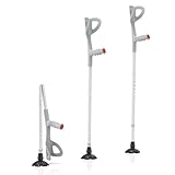 Adjustable Folding Forearm Crutches for Adults – Lightweight Ergonomic Arm Crutch Pair, Portable Heavy Duty Walking Aid for Seniors & Elderly, Supports 300 lbs (Fits 5'2″–6'5″, Gray Handle)