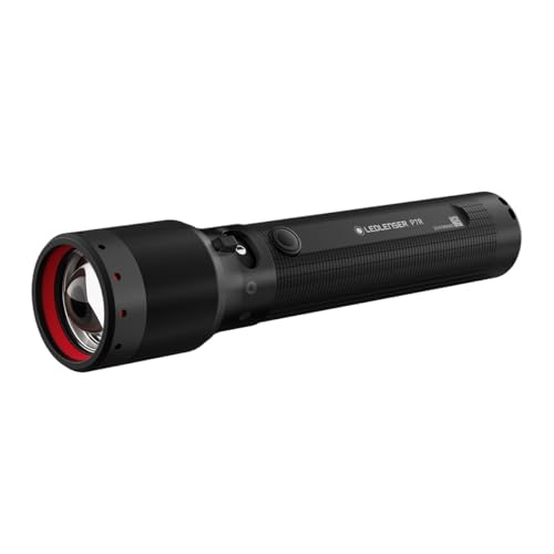 Ledlenser P7R wiederaufladbare LED Taschenlampe, 2000 Lumen, 320 m Fokus, USB-C, IP68 wasserdicht, 80 Stunden Leuchtdauer, 4 Leuchtmodi, taktische Taschenlampe, Wanderlampe, Notfalllampe