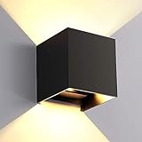 Aplique de Pared, Montable Negro Mate de Estilo Moderno de Diseño Cuadrado, Con Luces Integradas de Ideal Para Exterior y...