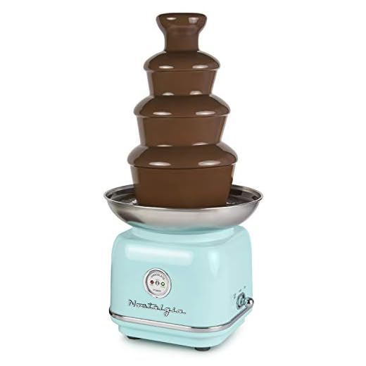 Nostalgia Classic Electric Chocolate Fondue Fountain, 32-Ounce, 4 Tier Set, Fountain Machine for Cheese, Melting Chocolate, Liqueurs, Aqua