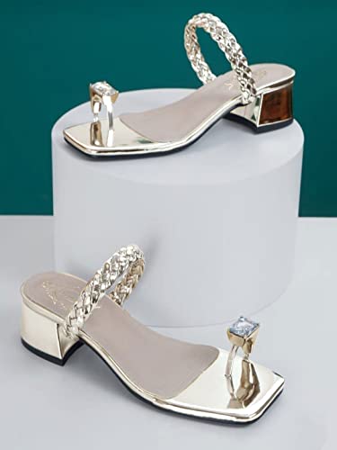 Image of Shoetopia girls Heel-304 Golden Heeled Sandal - 3 UK (Girls-Heel-304-Golden)