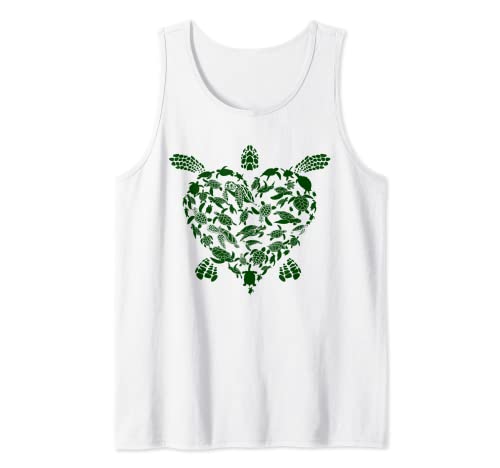 Divertido regalo de tortuga marina para hombres y mujeres, amantes del corazón Camiseta sin Mangas