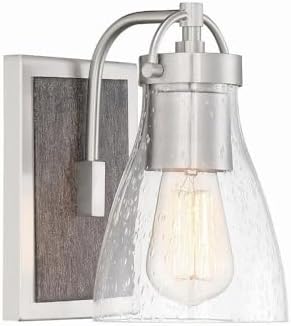 Garrison 8 1/2" High Brushed Nickel and Wood Wall Sconce
