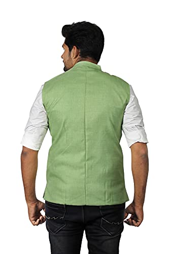Image of PRAKASAM COTTON Men's Cotton Blend Nehru Jacket(Sleeveless wait coat)
