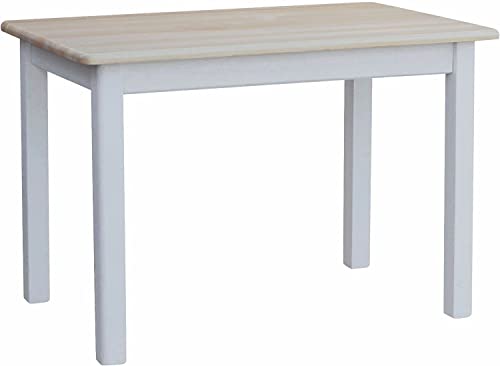 k koma - Table de salle à manger en pin massif, laqué, couleur : blanc/miel (80 x 100 cm)