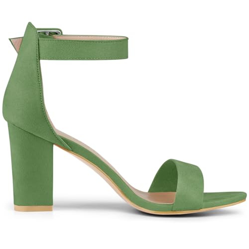 Allegra K Women's High Chunky Heel Ankle Strap Olive Green Heels Sandals 7.5 m US by Allegra K - Used condition - Image 6