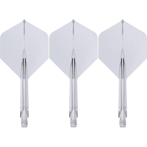 Unicorn Forge Integrated Dart Flights & Shafts | 1 Piece Design for Perfect 90˚ Angle | Lightweight Tough Polymer | Plus Shape & Standard 2BA Thread | Medium Length Stem 26 mm | Clear | Set of 3