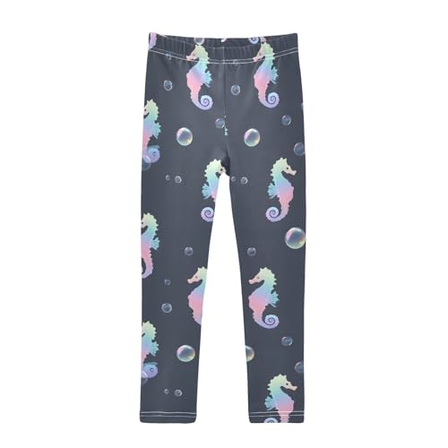 ALAZA Girls' Leggings Children's Yoga Pants Skinny Printed Dance Laser Seahorse Comfortable 4T
