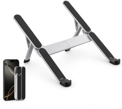 Image of TARKAN Portable Pocket Aluminium Laptop Stand Fits Upto 15.6 Inch (Silver)