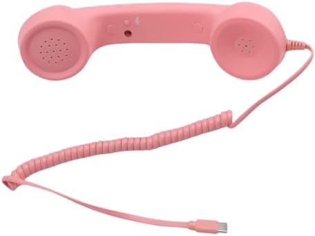 Asixxsix Retro Phone Handset, Wired Plug in Retro Telephone Handset Ergonomic Telephone Wired Handsets with Microphone for Cell Mobile Video Conferences Calls Meetings (Pink) - 3