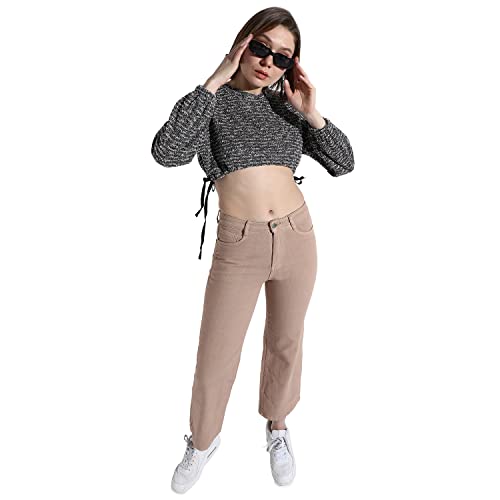 Image of Campus Sutra Women's Regular Fit Tops (SUMCS23 CSWAWCT53002 Grey S)