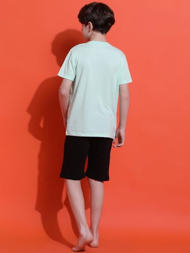 Image of Li'l Tomatoes Boys 100% Cotton Night Suit | Summer T-Shirt & Shorts Set | Soft & Breathable Sleepwear | 9-16 Years