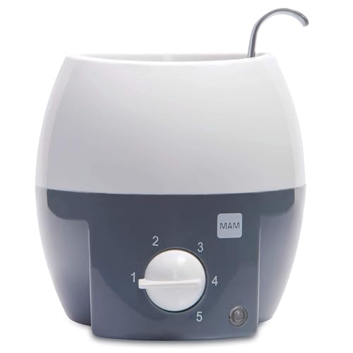 MAM Babykosterwärmer, Babykostwärmer für Babyflaschen und Babynahrung, Flaschenwärmer mit automatischer Temperaturkontrolle und Überhitzungsschutz, grau
