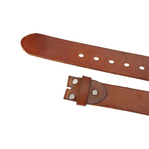 Men's Full Grain Leather Belt Vintage Distressed Style with Snap-On Strap 1 1/2" One Piece Leather no buckle3