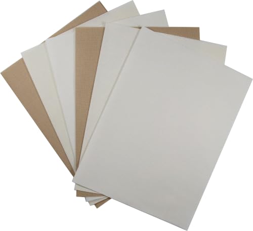 Image of KCS 4 /6 pc of 12 inch x 18 inch(30cmx45cm) 16 Count Cotton Aida Cloth Cross Stitch Fabric (6 pc,Antique White +Cream+Khaki)