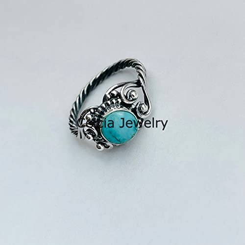 Bague turquoise véritable bague de déclaration argent sterling minimaliste - 4