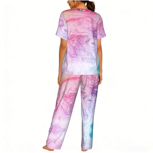 Pyjama confortable imprimé marbré coloré rose bleu violet
