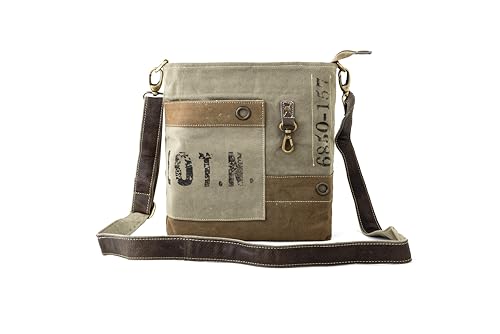 3B Upcycled Canvas and Leather Shoulder Bag for Women – Twin Fade Brown – Crossbody, Messenger, and Concealed Carry Purse – Comes with Two Straps