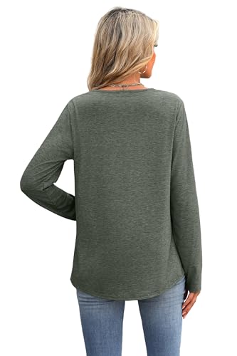 Image of XIEERDUO Boho Tops for Women Blouses Dressy Casual V Neck Long Sleeve Shirts Fall Outfits Trendy Vacation Clothes