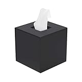 FEMELI Tissue Box Cover,Square Acrylic Tissues Paper Holder for Bathroom Bedroom Office,Black