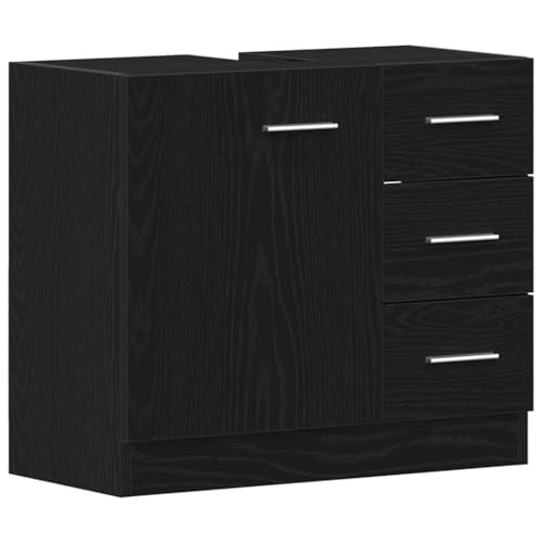 vidaXL Meuble sous-vasque, noir, aspect chêne, 63 x 30 x 54 cm