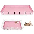 Hedgeink Guinea Pig Cage Liner with Velcro Waterproof Rabbit Bedding with Tarp Bottom Cage Liner for Hamster Suitable for C&C Grids Cage, Not Include Cage for Guinea Pig, Hamster, Bunny, Pink