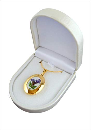 September Birth Flower Locket (Lavender) Gold (Size ) 1.6 X 0.9 Inches (4.0 X 2.3 Cm) Locket Gold Plated, Gold Plated Chain 23.6 Inches (60 Cm) #TOP2