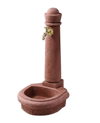 Fuente de Jardin Piedra Venezia Rojizo, imitación Piedra Natural. Altura 90 cm, Ancho 44 cm y Fondo 52 cm