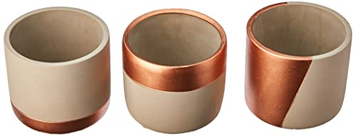 Kit Cachepot em Cimento, Mart, 10873, Nude e Cobre, 3 Peças
