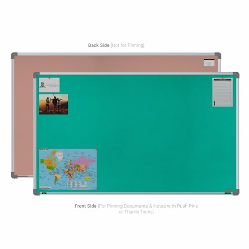 Image of Scholar Art Metis 3x5 Feet Fabric Pin Board for Home, Office & School | Vibrant & Versatile Crape Cloth + High Density Soft Board for Pinning Photos, Sticky Notes & Reminders (Emerald Green)