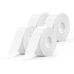 SUPVAN E10 & E11 Label Maker Tape, 4 Rolls 0.59in × 19.7ft (15mm × 6m) Genuine Continuous Laminated Thermal Label Tape Refill, Waterproof Oilproof Child-Safe Durable Auto Detect Labels, Black on White