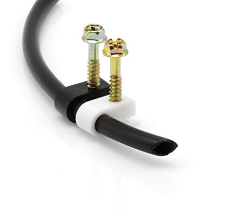 The Cimple Co - Single Coaxial Cable Clips, Cat6, Electrical Wire Cable Clip, 1/4 In (6 Mm) Screw Clip And Fastener, White (100 Pieces Per Bag) #TOP5