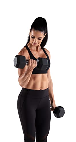 Weider 30 Lb. Rubber Hex Dumbbell, Black #TOP3