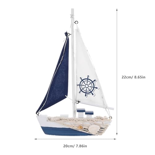 Barco de vela náutico de madera estilo mediterráneo ligero adorno de escritorio para oficina 3