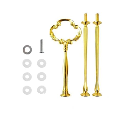 Xvbhaq 6 Stück Etageren Stangen Set 3 Etagen Etagere Bausatz Gold Metallstange für Kuchenständer Tortenständer Torten Halter Hochzeitstorte Buffet Obsttablett Snackteller
