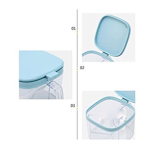 Barattoli per spezie e condimenti, vassoio con coperchio, per zucchero, pepe, condimenti da cucina. Dimensioni: 10,5 x 11 x 11 cm, colore: blu, 2 pezzi
