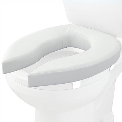 Homecraft Padded Raised Toilet Seat without Lid, Elevated Comfort Toilet Seat Support for Elderly, Handicapped and Disabled Users, White Colour, 5 cm