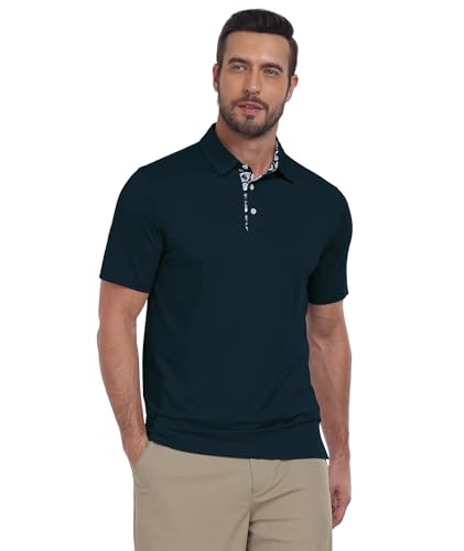 Image of ZITY Golf Shirts for Men Short Sleeve Moisture Wicking Solid Performance Designed Print Collared Casual Polo Shirt