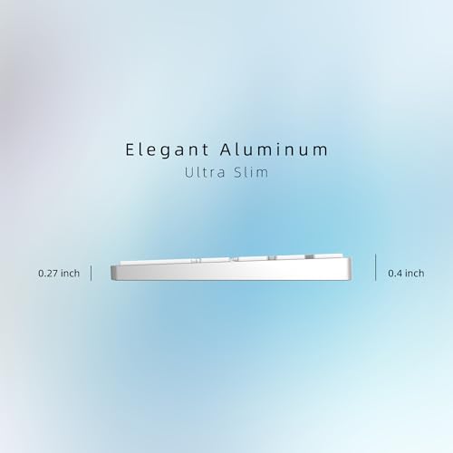 Image of Bluetooth Slim Keyboard for Mac, Aluminum Rechargeable Keyboard Wireless, Low-Profile Silent Flat Key Compatible with Apple iMac, MacBook, Mac and iOS, Full Size - Silver White
